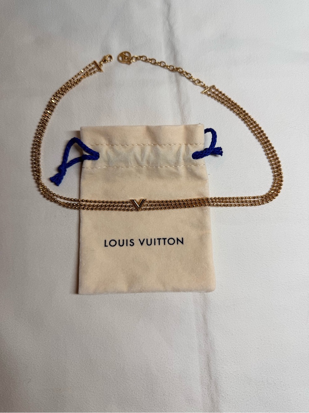 Louis Vuitton Gold Multi-Layer Logo Chain Necklace - Picture 2 of 4